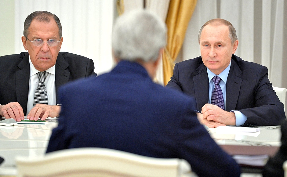 Владимир Путин на переговорах с Джоном Керри
