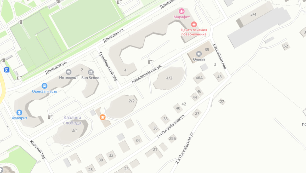 Участок, где будет ограничено движение. Скриншот карты 2GIS