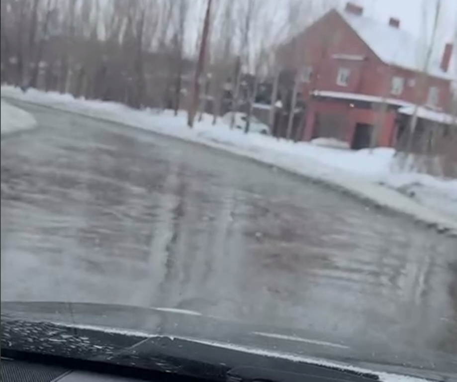 Затопленная дорога, Орск, 09.02.2026