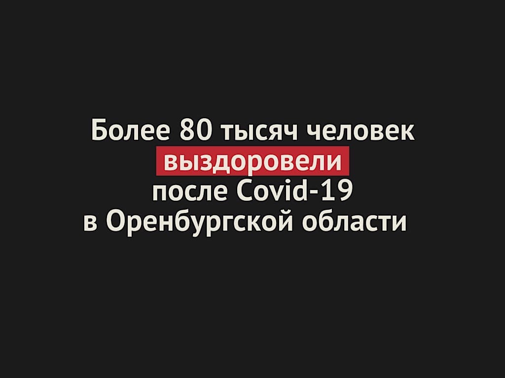 Более 80 тысяч человек выздоровели после Covid-19 в Оренбургской области