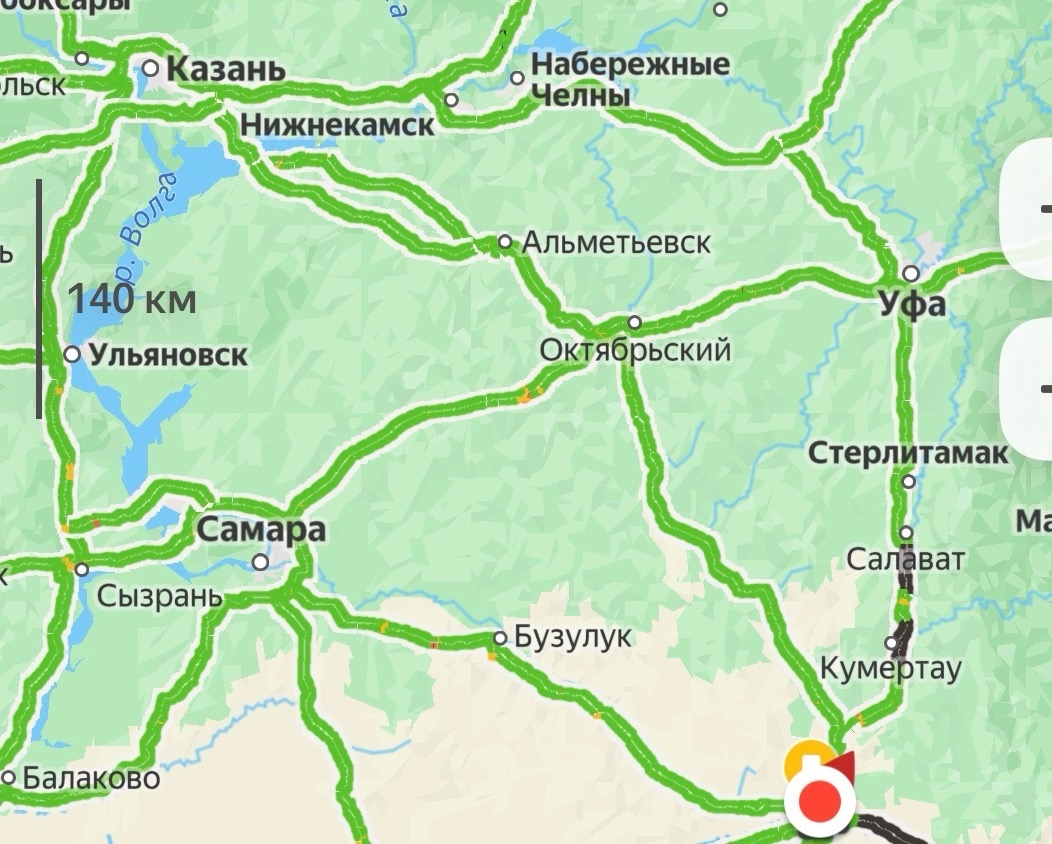 Трассы в Оренбургской области в сторону Казани, Самары и Уфы открыты. Фото: Яндекс карты