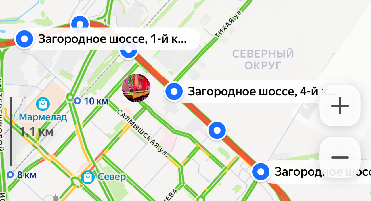 Дорога от ул.Гаранькина 17 по Транспортной. Источник: Яндекс.карты 