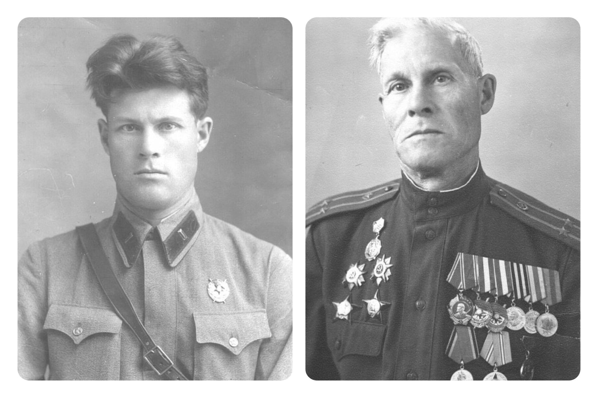 Ефим Попов в молодости и в зрелом возрасте