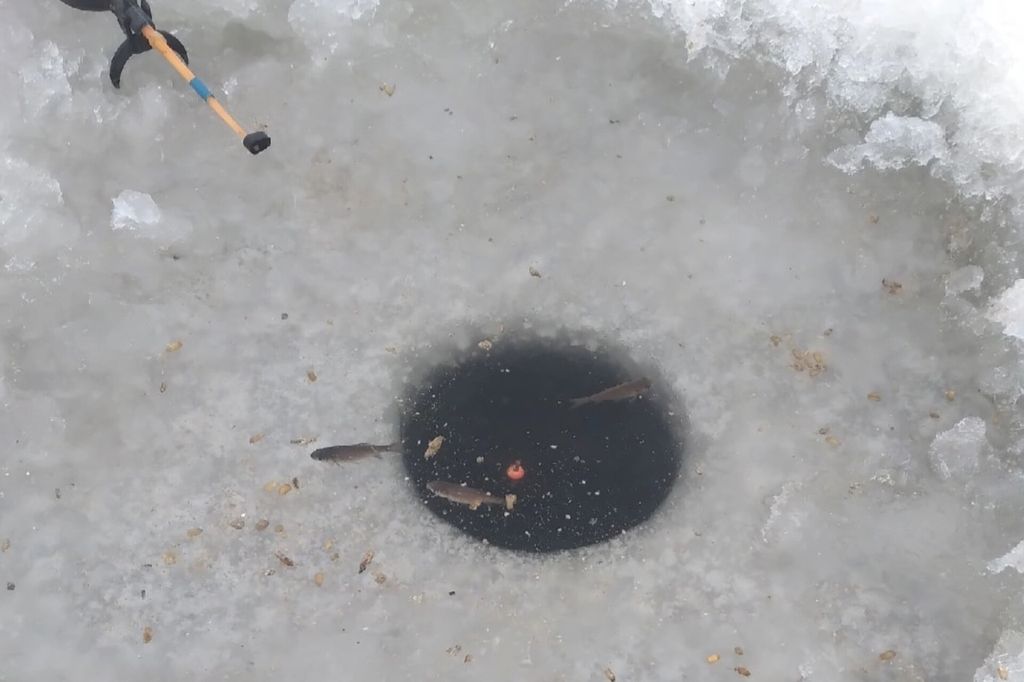 Лунка на одном из водоемов Орска. Фото: Александр Мишин