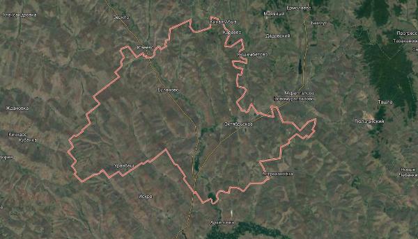 Октябрьский район на карте Оренбургской области