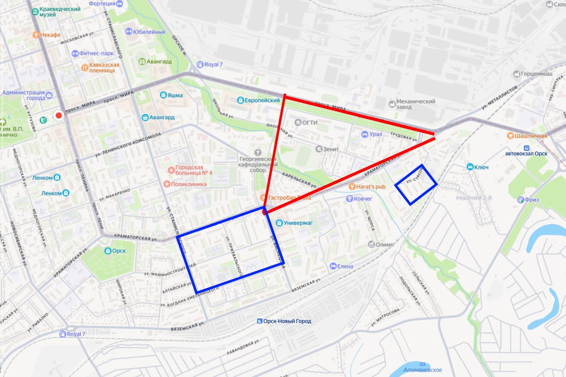 Участки отключения