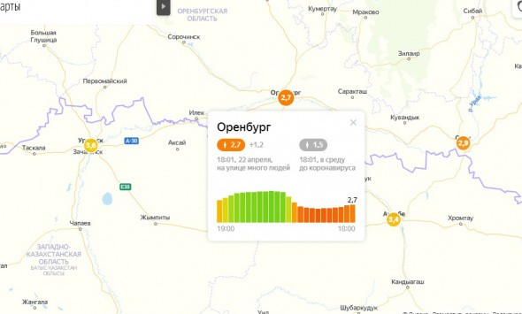 Яндекс: в Оренбурге и Орске низкий индекс самоизоляции