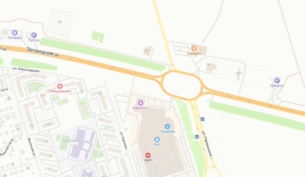 Кольцо на пересечении Загородного шоссе и улицы Гаранькина. Фото: Яндекс.Карты