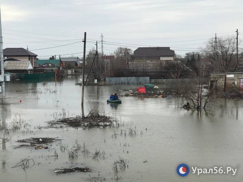 Затопленные улицы во время паводка, Оренбургская область