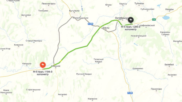 В Северном районе Оренбургской области до утра закрыли участок трассы М5 «Урал» 