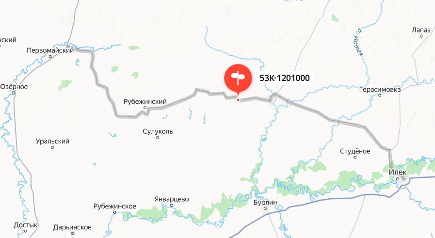 Трасса Илек – Ташла – Соболево. Фото: Яндекс карты