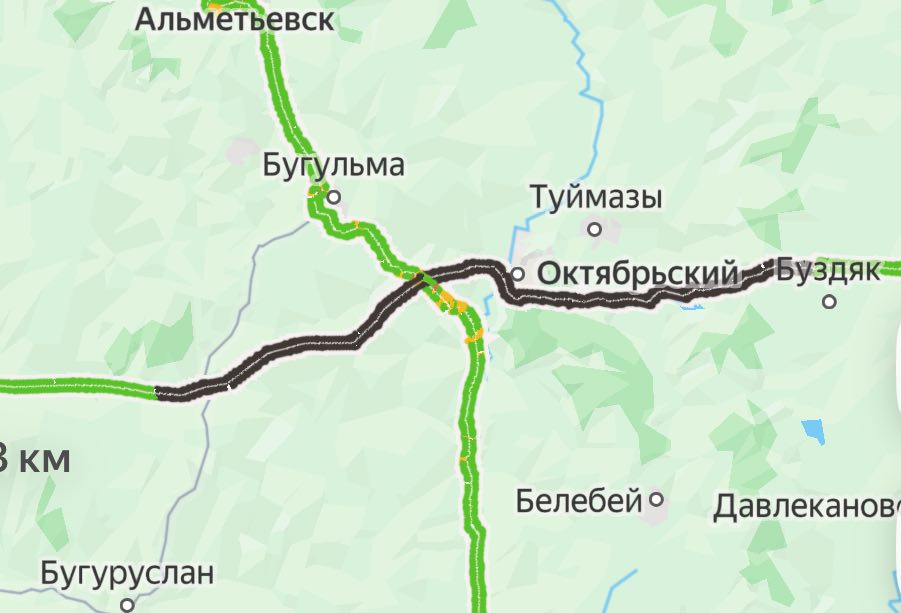 на участке трассы М-5 «Урал» с км 1194 (село Старое Устьманово, граница с Самарской областью) до км 1363 (поселок Старые Богады). Фото: Яндекс карты