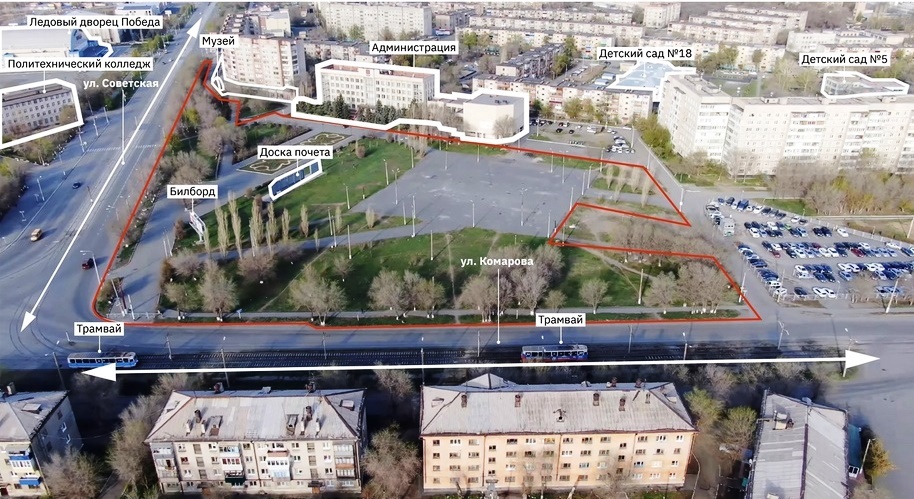 Площадь перед администрацией Новотроицка сейчас, фото из документации по благоустройству