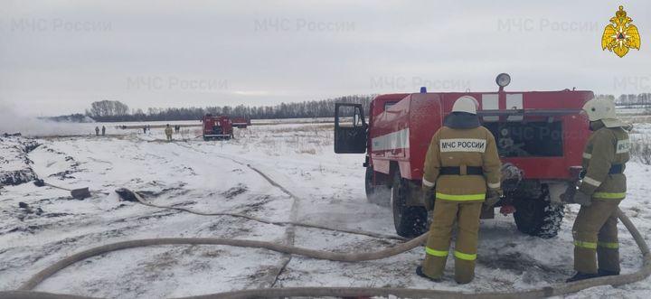 Место пожара, фото пресс-службы МЧС России Оренбургской области