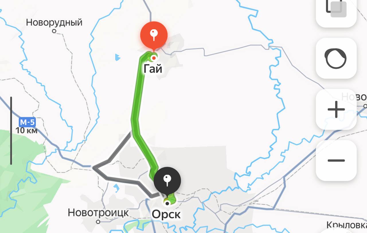 Дорога Гай-Орск на Яндекс.Карты