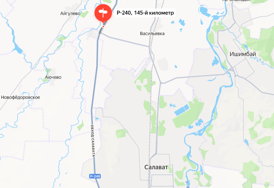 Временно закрыт участок для движения Уфа-Оренбург, фото: скрин Яндекс.Карты