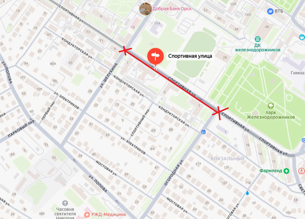 Улица Спортивная на карте Яндекс