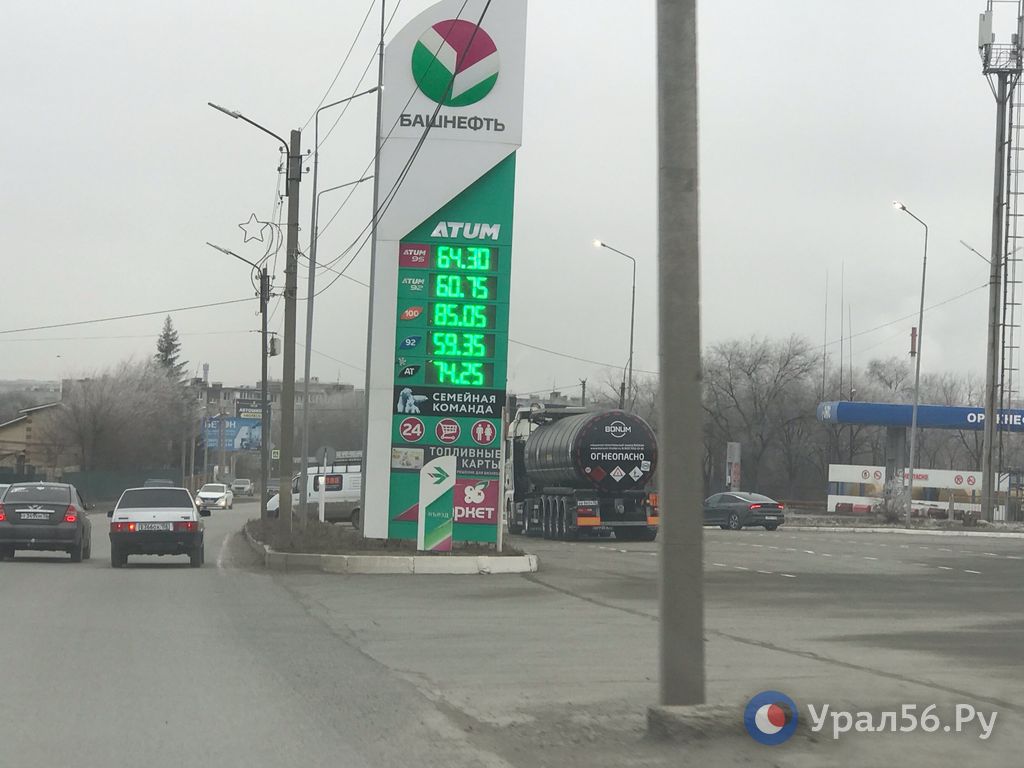 Ценники заправок «Башнефть», Орск, 3 декабря 2025 года