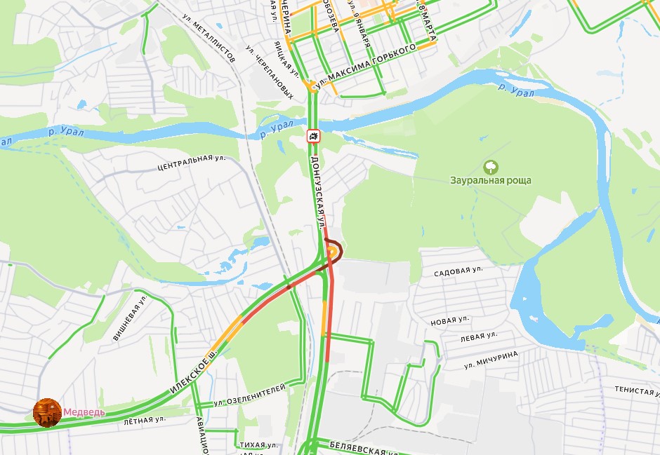 Пробка на Яндекс-карте