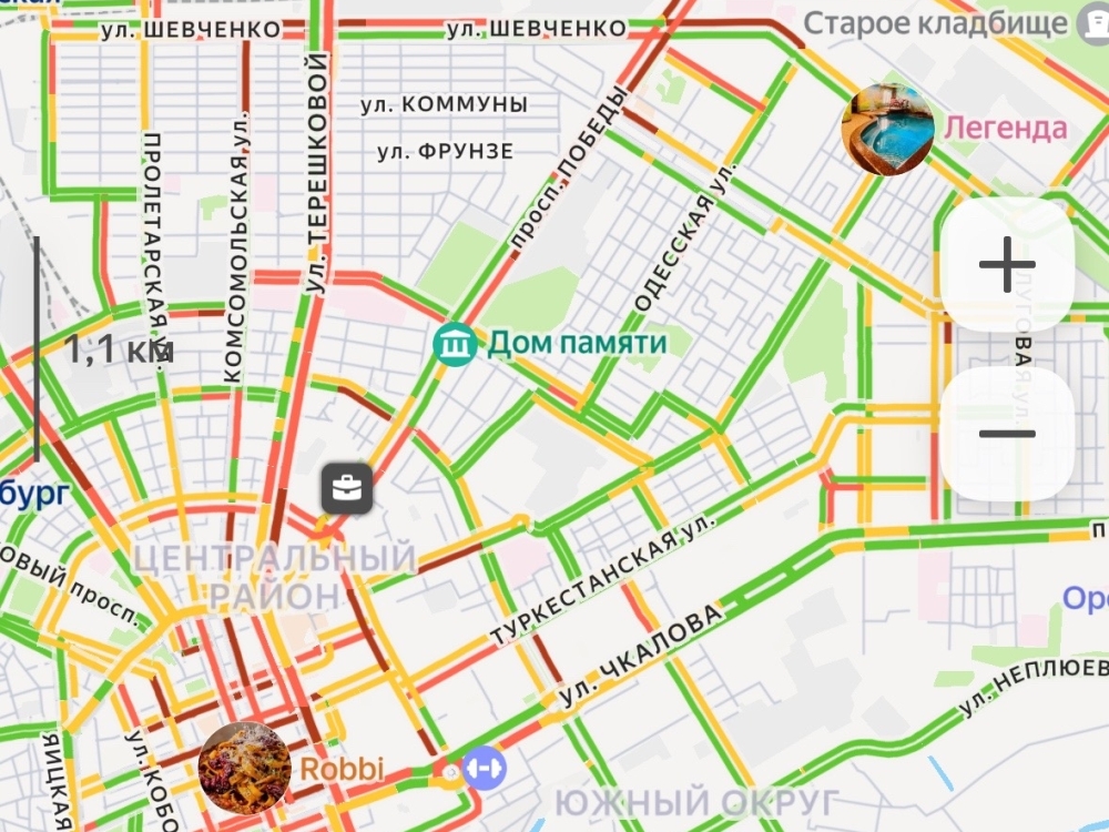 Скриншот онлайн-карты дорожной обстановки