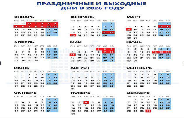 Производственный календарь 2026. Фото: правительство России
