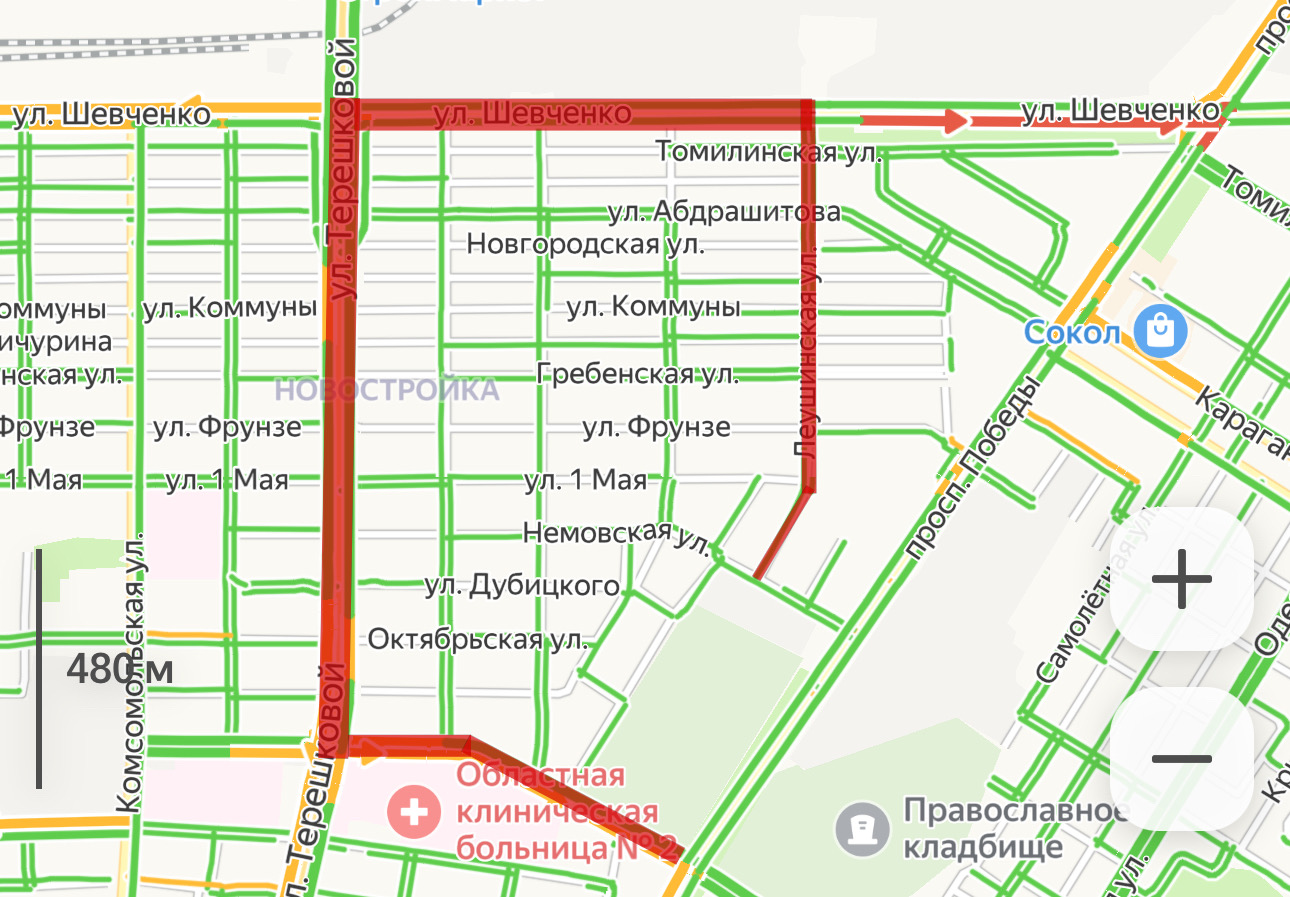 Отключение воды в Оренбурге на Яндекс. Карты