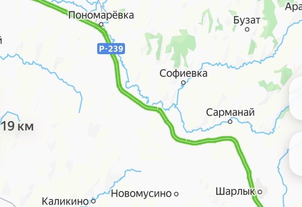 Дорога Шарлык - Пономаревка. Фото: Яндекс карты