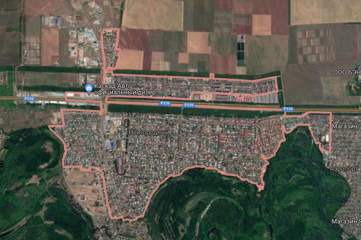Поселок Пригородный, скриншот с google карт
