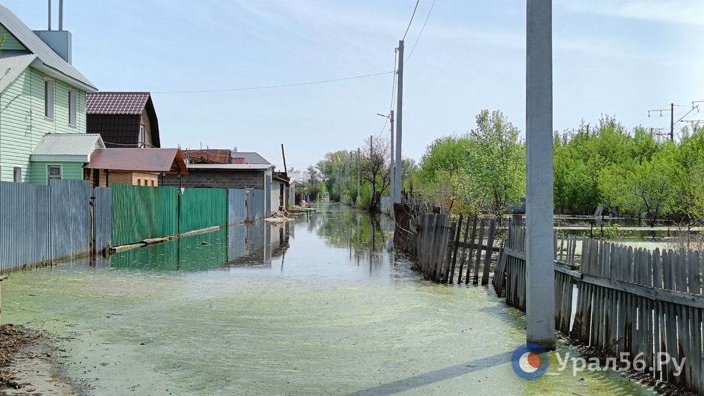 Затопленная улица в Оренбурге, апрель 2024 года