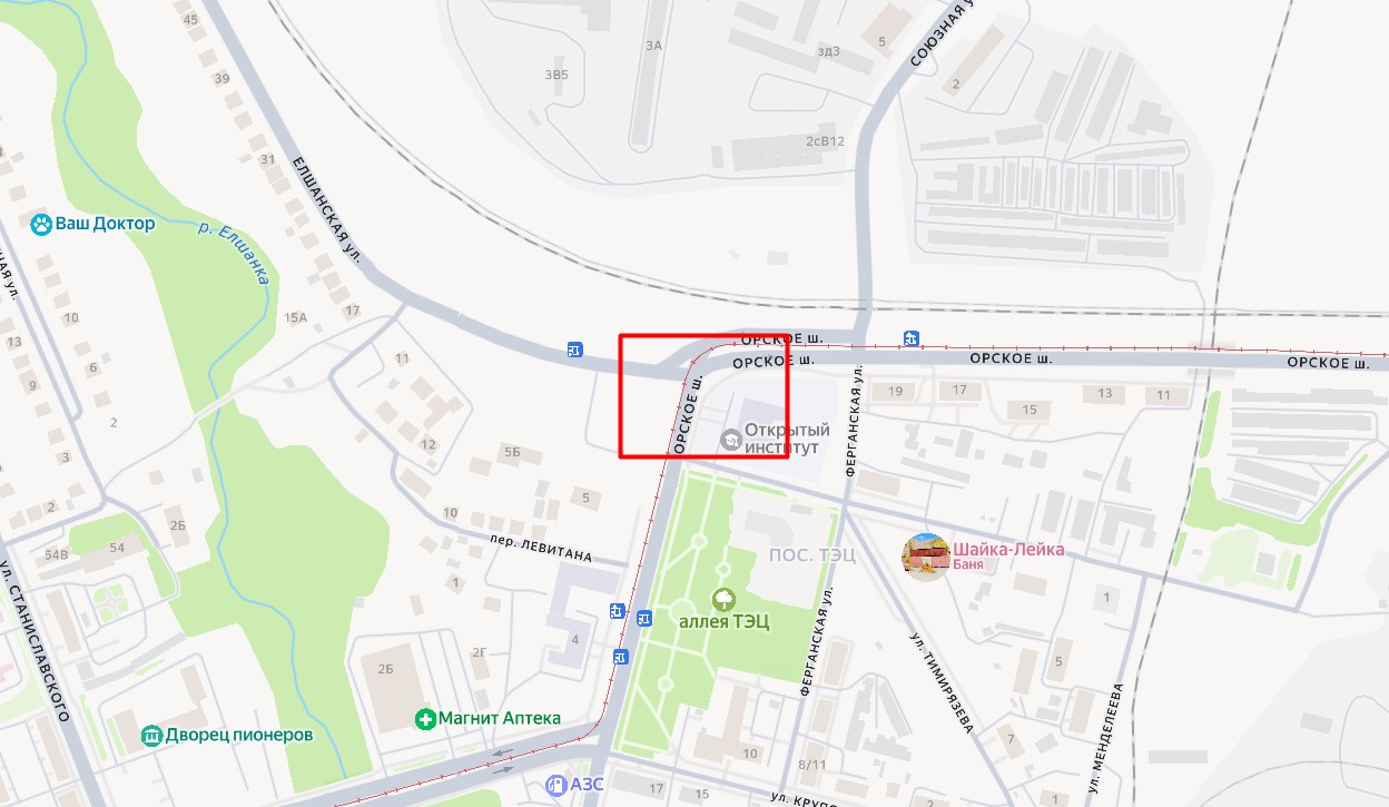 Перекресток на Яндекс-карте