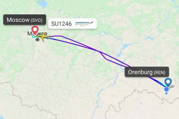 Самолет из Москвы не смог сесть в Оренбурге. Борт сделал над городом 7 кругов и вернулся в столицу