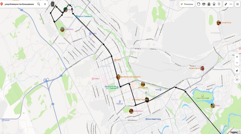 Схема движения маршрута №35, приложенная к документации