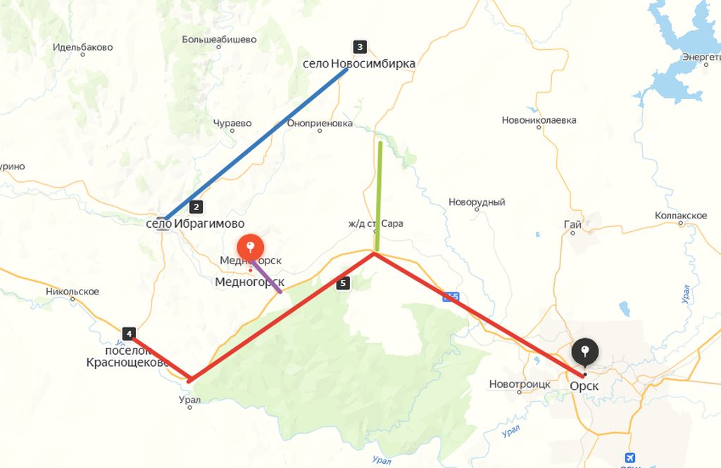 Орская оренбург карта