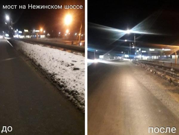 «До» и «после» уборки снега в городе. Источник фото: пресс-служба мэрии Оренбурга