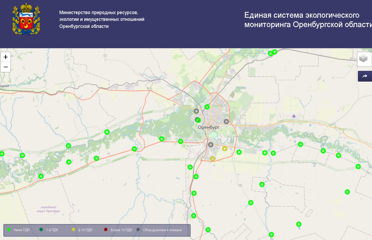 Карта экомониторинга 3 августа
