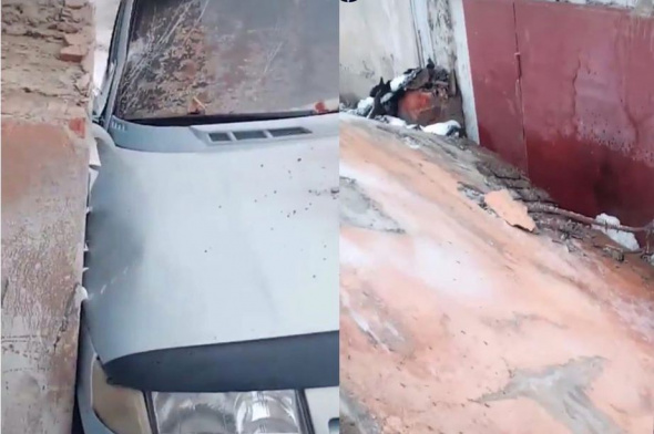 В Орске на автомобиль рухнула бетонная плита