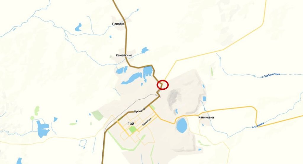 4 декабря временно перекроют трассу Орск – граница Республики Башкортостан в районе Гая (30-ый км дороги); скрин карты