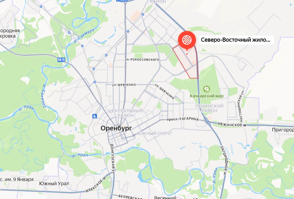Северо-восточный жилой район Оренбурга. Источник: Яндекс.карты