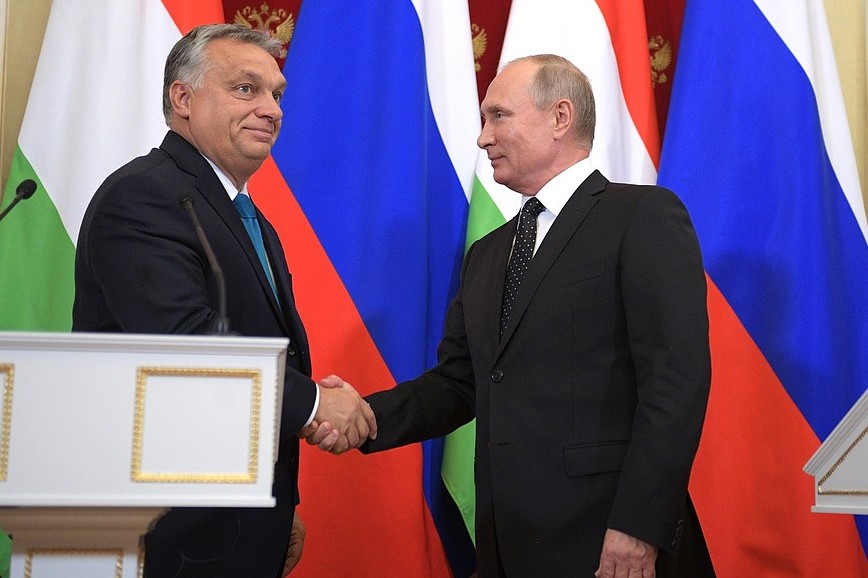 С Премьер-министром Венгрии Виктором Орбаном на пресс-конференции по итогам российско-венгерских переговоров, фото: Кремль