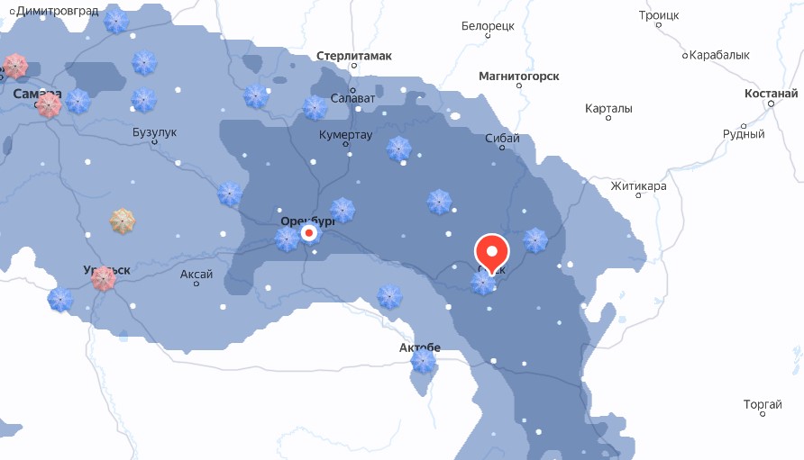 Карта осадков, Яндекс-сервис