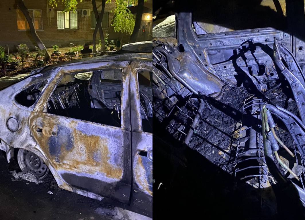 Сгоревший автомобиль. Фото: УМВД по Оренбургской области