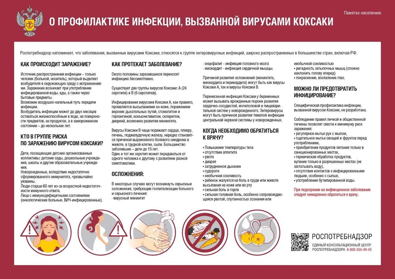 Памятка профилактики инфекции Коксаки; фото: Роспотребнадзор