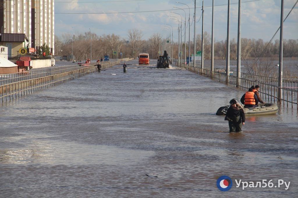 Район ЖК «Дубки» в Оренбурге во время наводнения весной 2024 года