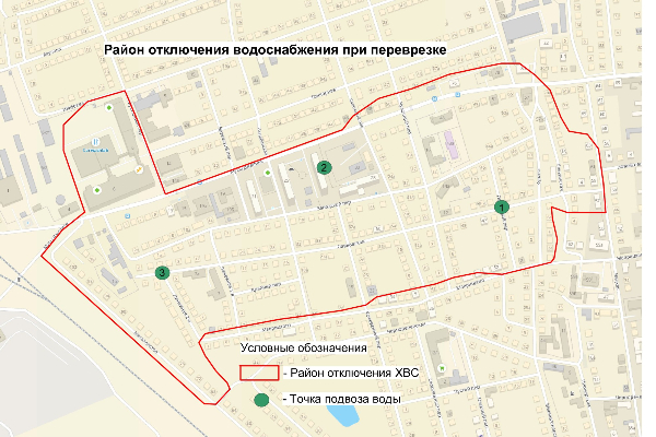 Район, в котором будет отсутствовать холодное водоснабжение. Источник Росводоканал-Оренбург