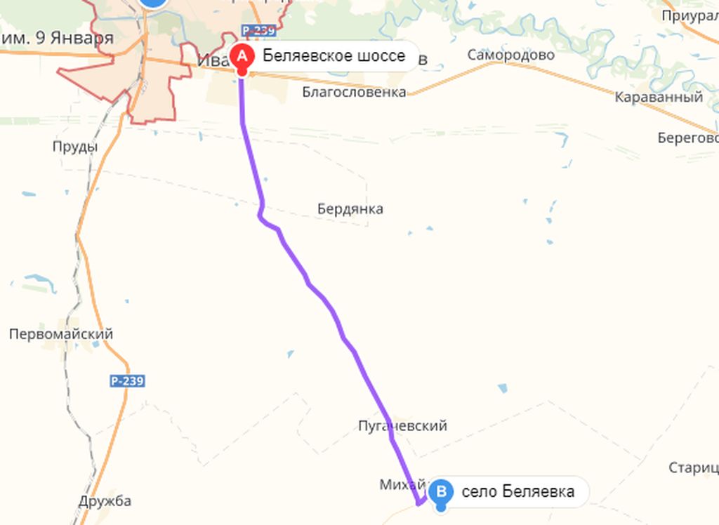 Поселок 9 января оренбург карта