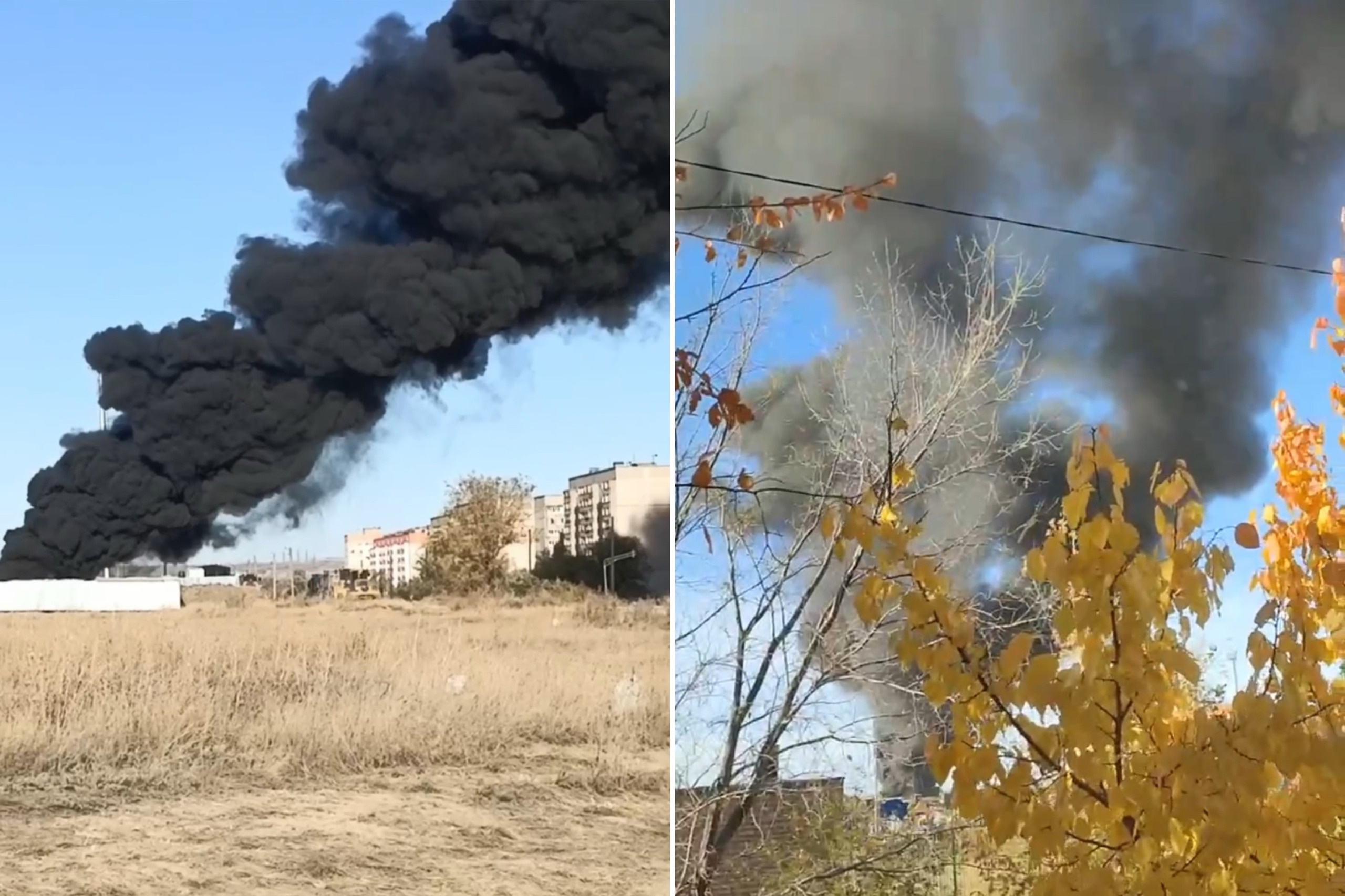 В Орске в микрорайоне «Звездный», где строятся дома для пострадавших от наводнения, сильный пожар (видео) 