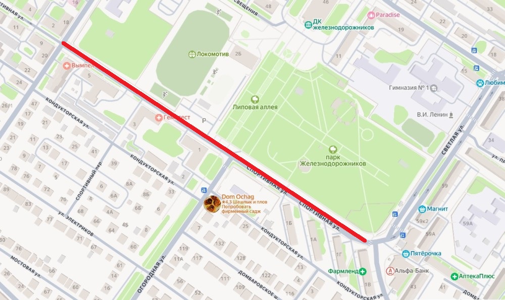 Двухсторонний участок на Яндекс-карте