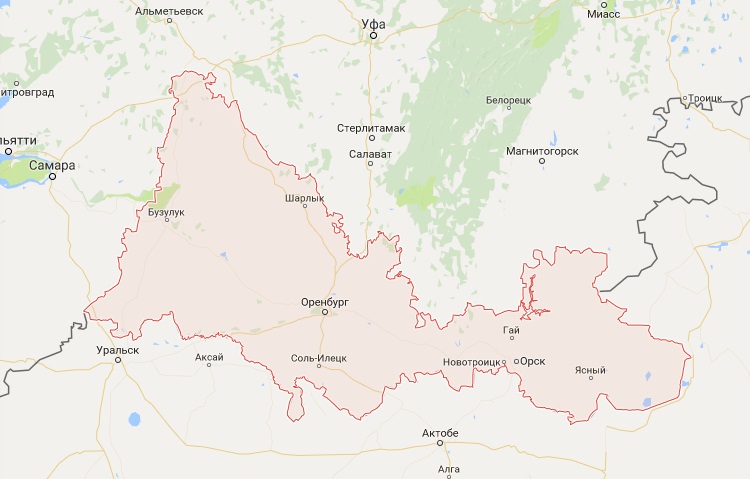 Самара и оренбург карта
