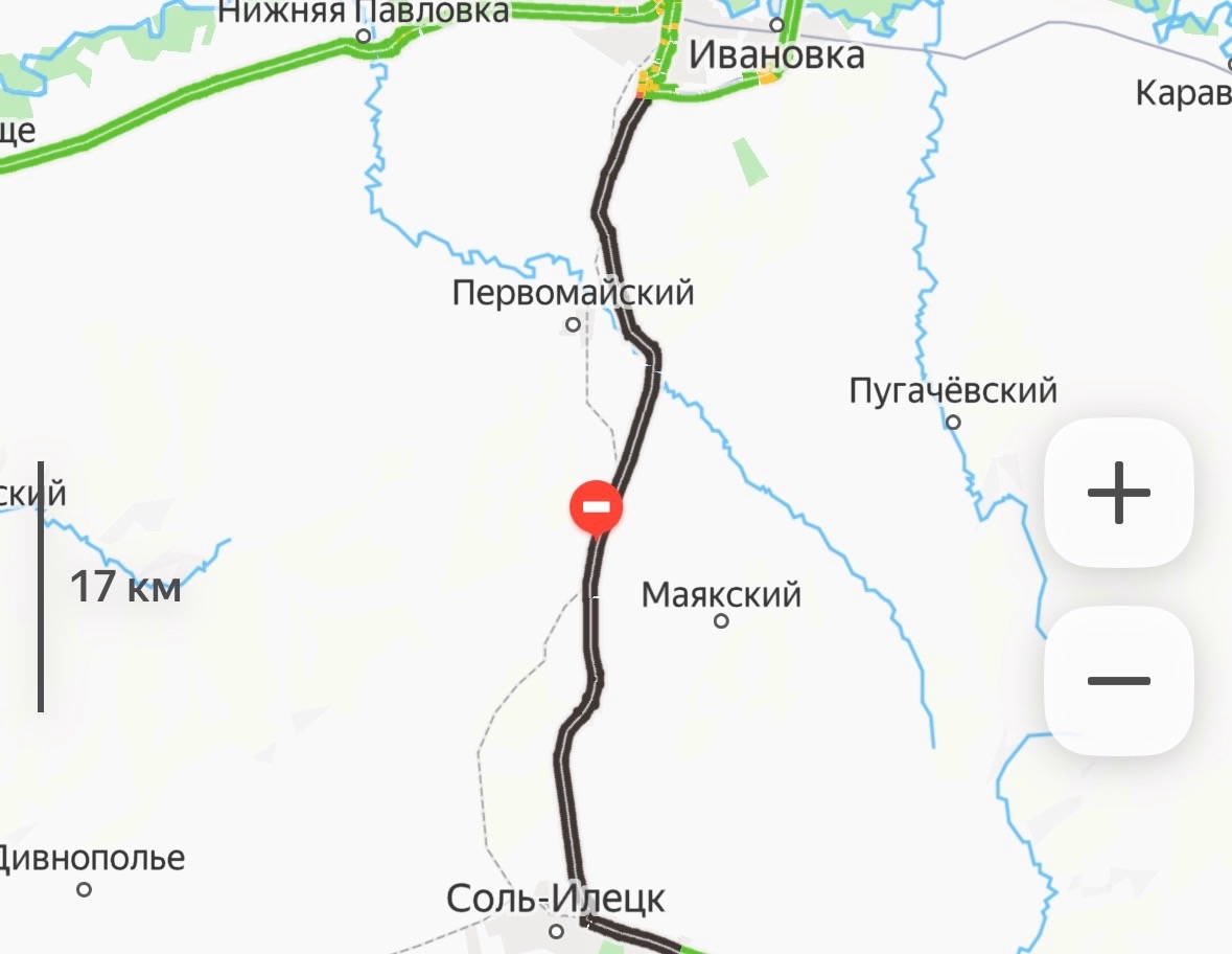 Трасса Оренбург— Соль-Илецк. Фото: Яндекс карты