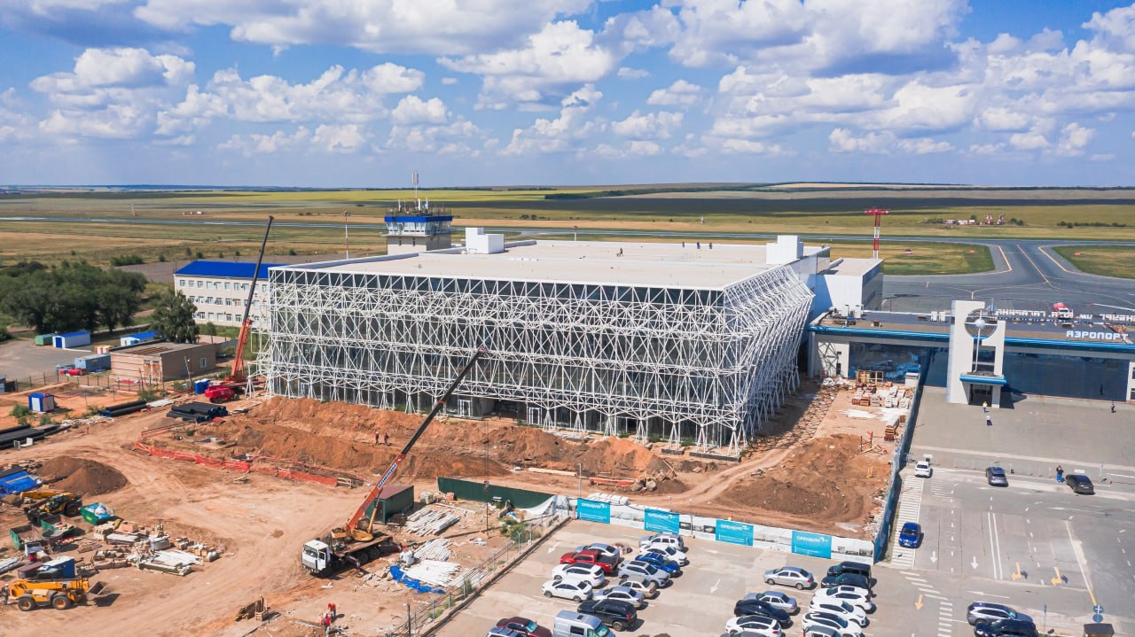 Строительство нового терминала аэропорта в Оренбурге 1 августа 2025 года. Фото: аэропорт Оренбурга